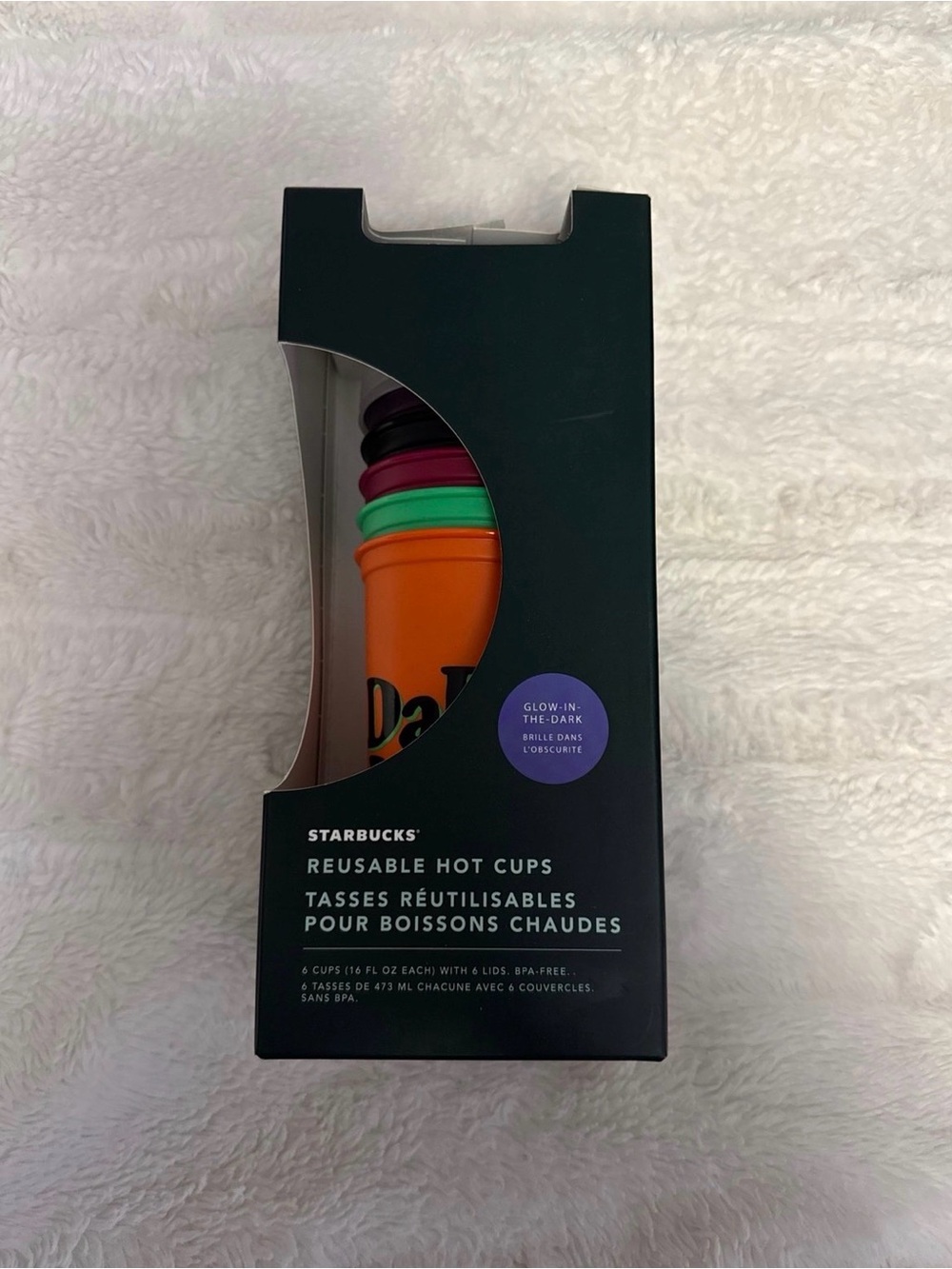 Starbucks Reusable Hot Cups with Orange Cup and Multicolored Lids